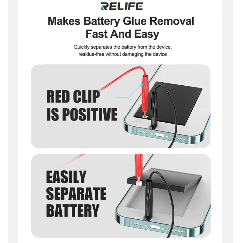 Relife RL-910 Battery Quick-Release Cable 27V Safe Discharge with Smart Chip Type-C No Residue for IP16/16e Fast Glue Removal