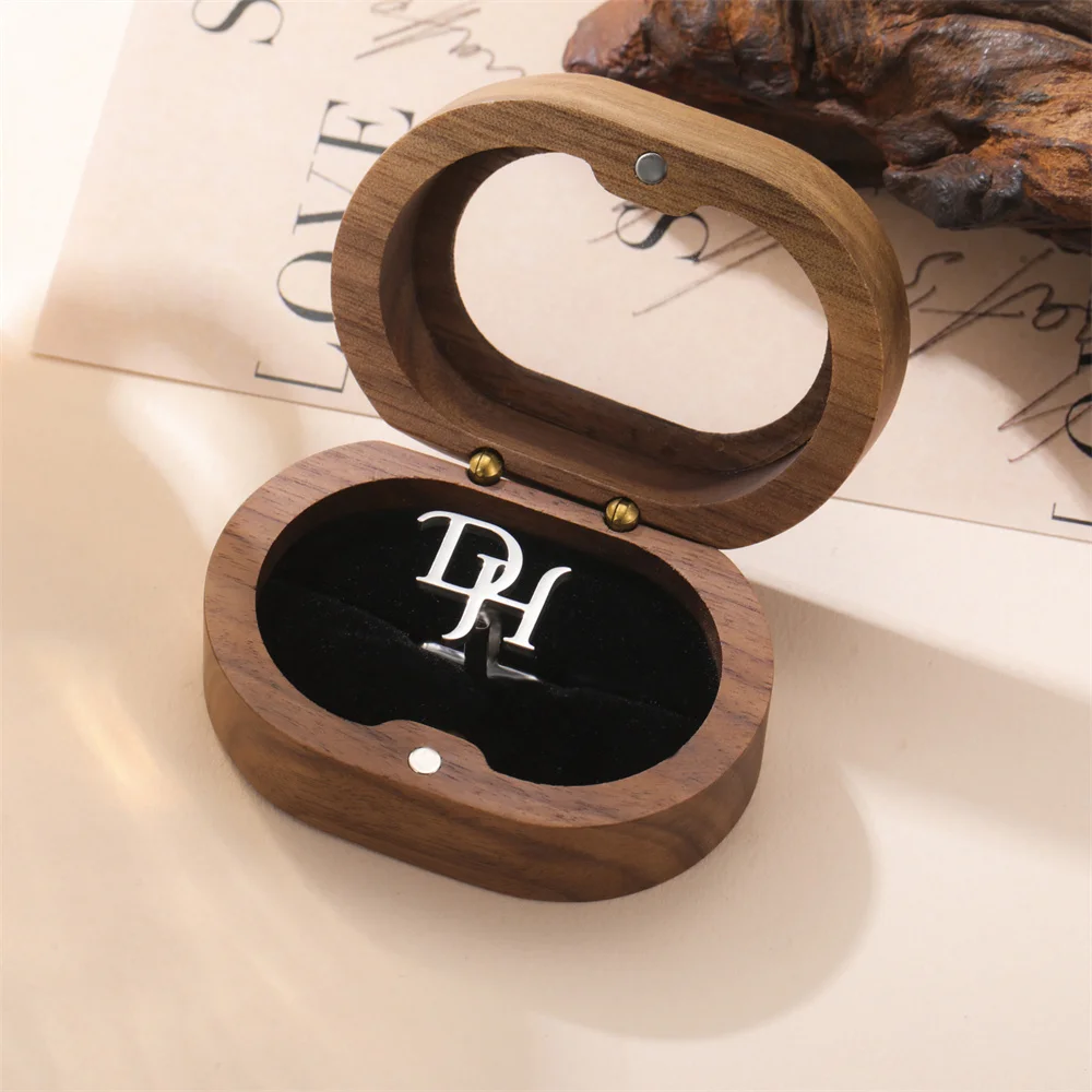 My Shape Wooden Box for Brooch Cufflinks Earrings Jewelry Gift Box Jewelry Packaging Box for Ceremony Wedding Proposal Ring New
