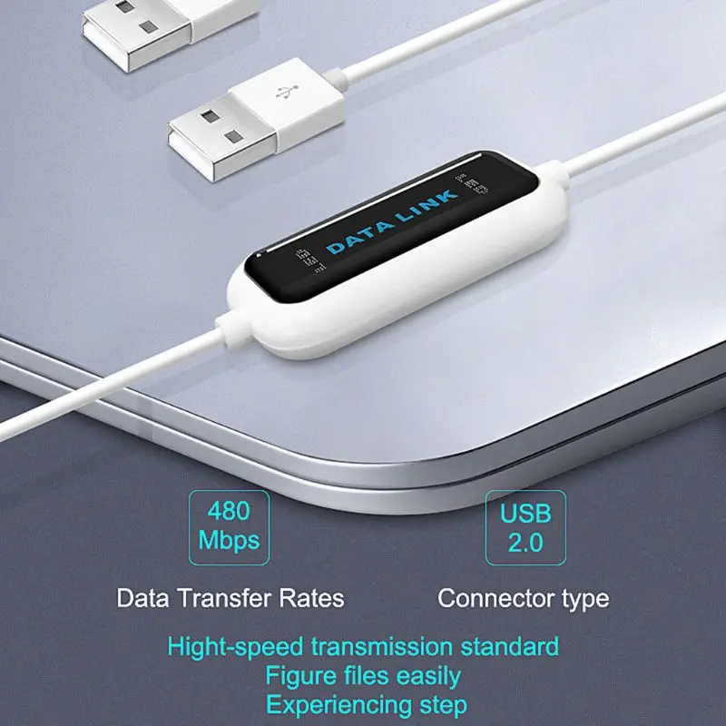 High Speed USB PC-PC Online Share Sync Link Net Direct Data File Transfer Bridge Cable Easy Copy Line Between 2 Computer