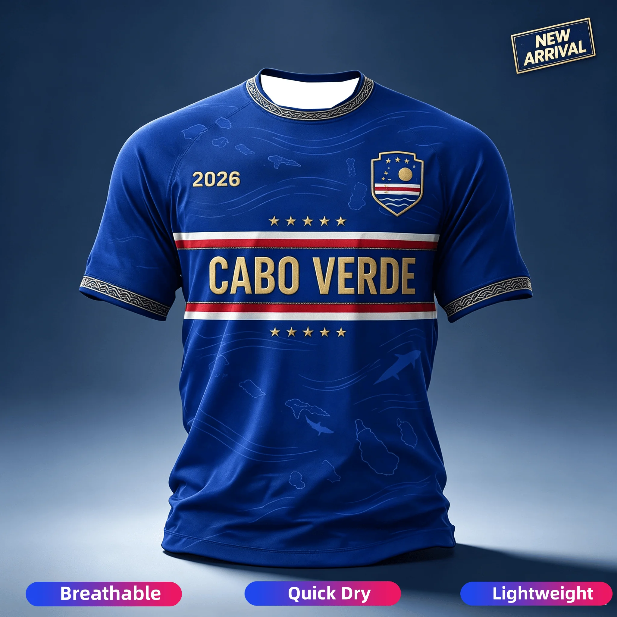 2026 Cabo Verde 3D-gedrucktes Fußballtrikot, Familien-Matching-T-Shirt, geeignet für den täglichen Gebrauch und das Training, schnelltrocknendes Sweatshirt