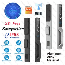 Tuya Waterproof  Electronic Aluminum Sliding Door Lock WiFi Smart Door Lock 3D Face Unlock Key Fingerprint Password IC Unlock