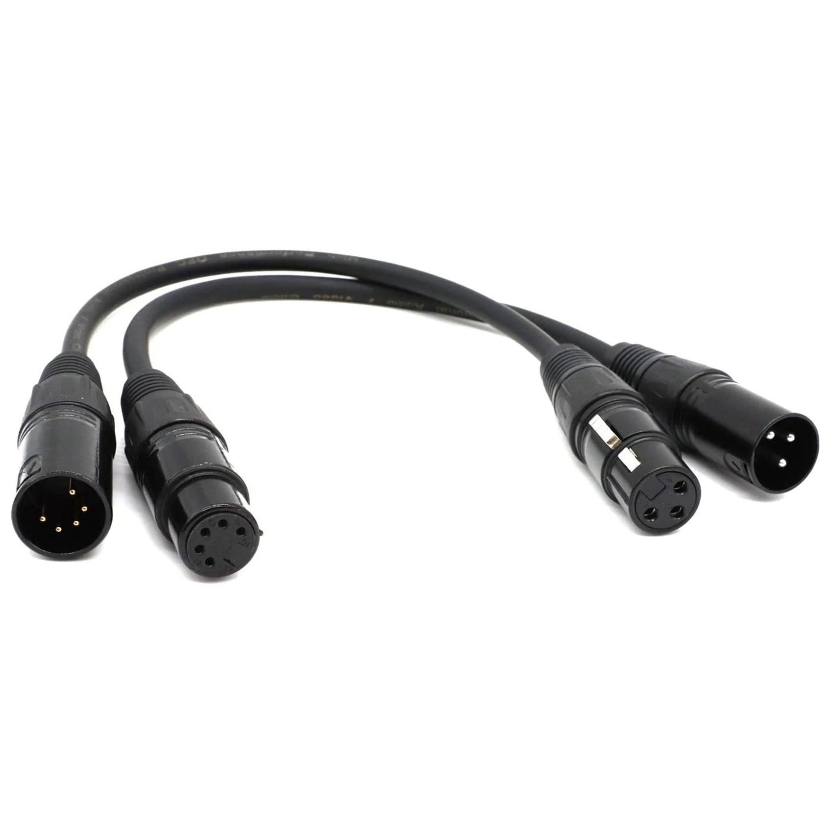 XLR Male 3 Pin to XLR Female 5 Pin & XLR Female 3 Pin to XLR Male 5 Pin Audio Cable, for Microphone DMX Stage Light