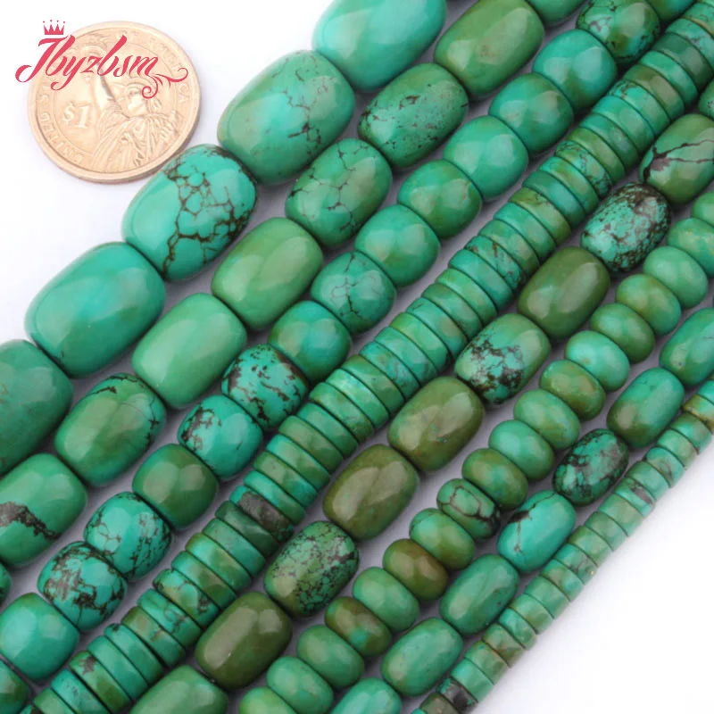 Rondelle Drum Column Green Turquoises Natural Stone Loose Beads 15 inch for DIY Accessories Necklace Bracelets Jewelry Making