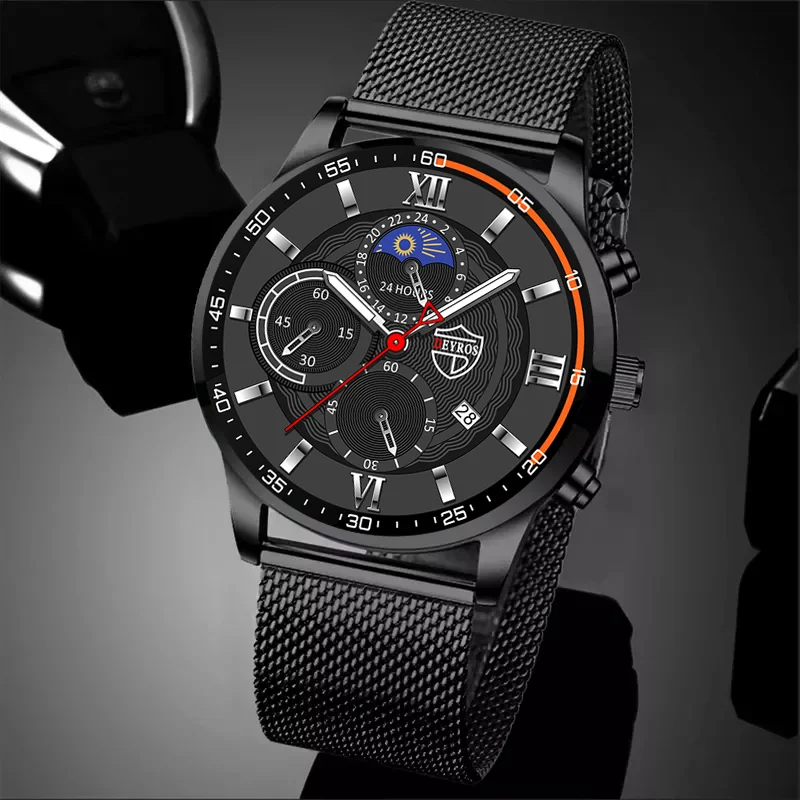 

2022 Luxury Mens Watches Fashion Men Business Stainless Steel Mesh Belt Quartz Clock Man Casual Leather Watch relogio masculino