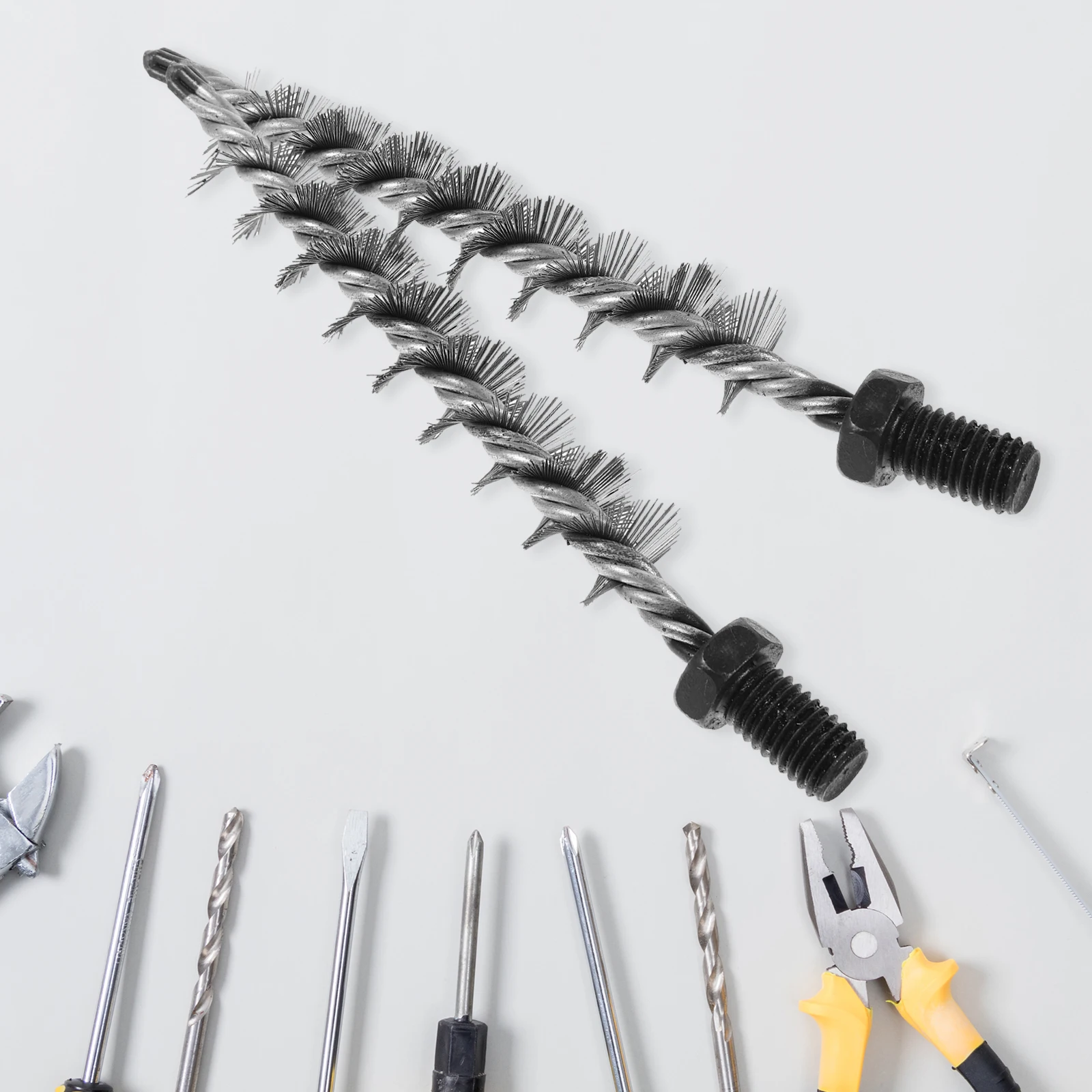 

2 Pcs Wire Brush Tube Chimney Cleaning Round Tools Multifunctional Stainless Steel Coffee