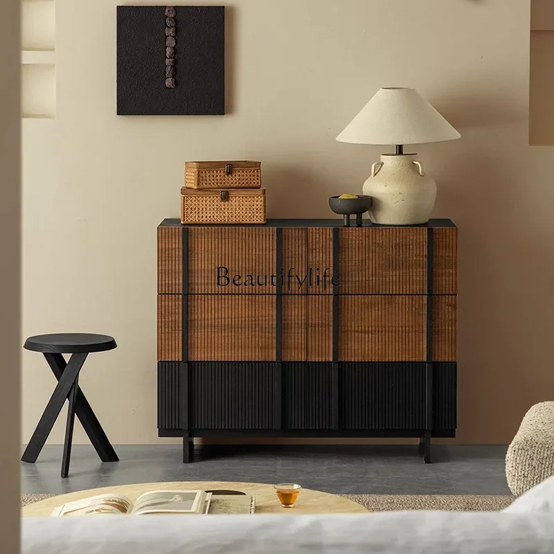 

FG43*Medieval solid wood storage dining side cabinet retro living room bedroom storage cabinet