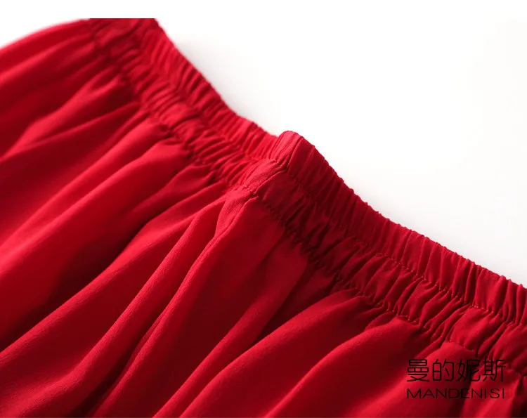 Tcyeek 100% Natural Silk Pants Women Summer Clothes Casual Elastic Waist Wide Leg Pants Solid Color Woman Trousers Streetwear