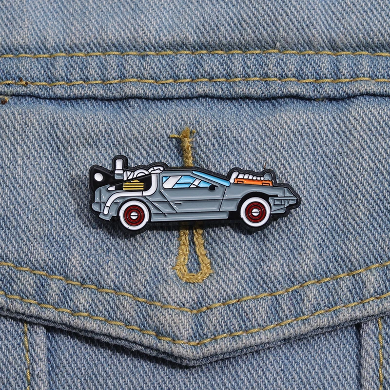 Back To Future Enamel Pin Time Machine Science Fiction Movies Brooch Decor Jacket Lapel Badge Accessory Jewelry Gift