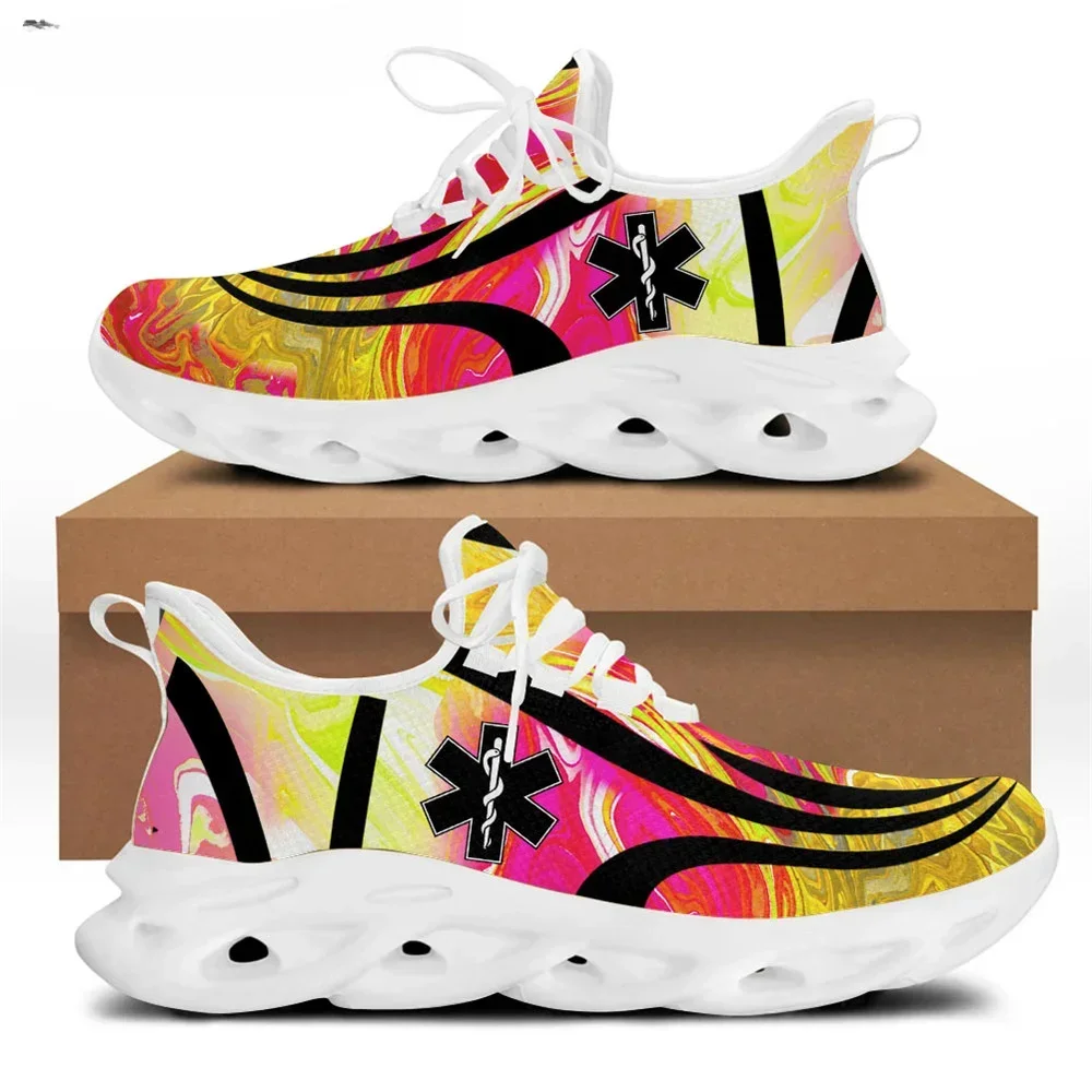 

Hot Paramedic EMT EMS Design Holographic Shoes Casual Flat Sneaker Ladies Lace Up Light Walking Shoe Breathable Footwear