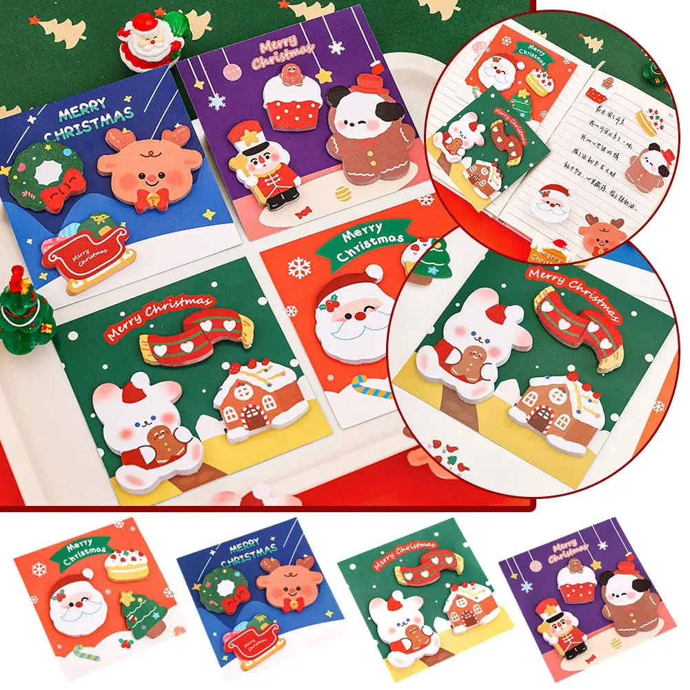 Lytwtw-Bloc de notas adhesivas de Navidad, lindo Bloc de notas Kawaii para álbum de recortes, diario, Bloc de notas de dibujos animados Kawaii DIY J9J2