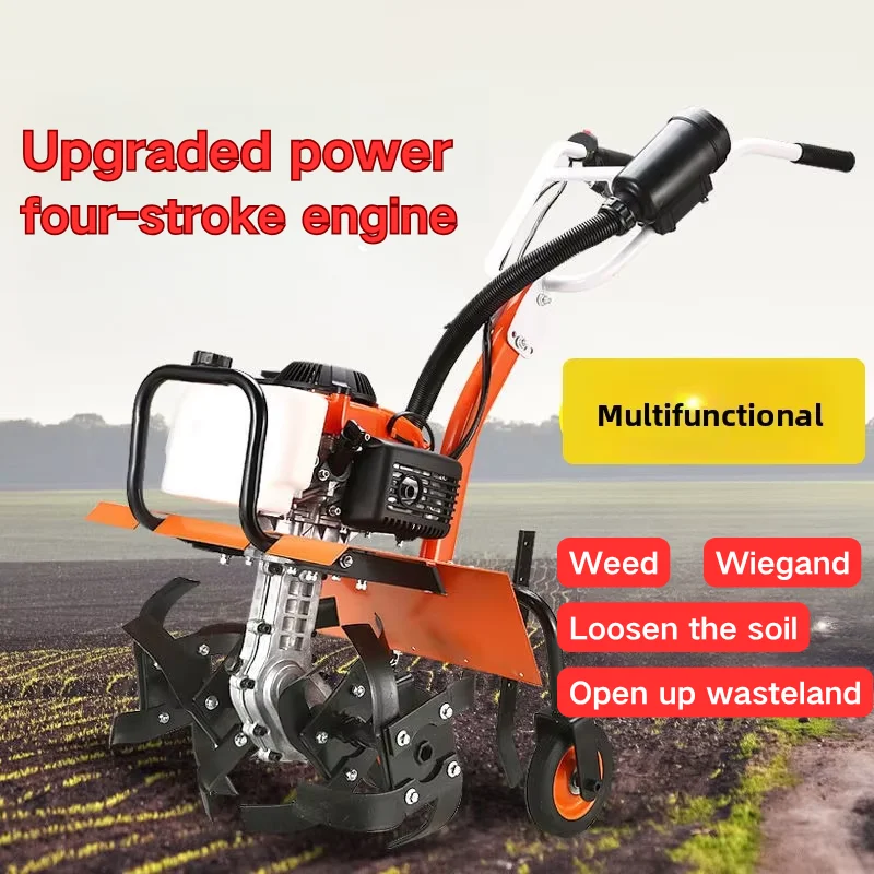 High-Power 65CC Four-Stroke Industrial Manual Cultivators Trenchers Small Multifunctional Rotary Tillage Machine Tiller
