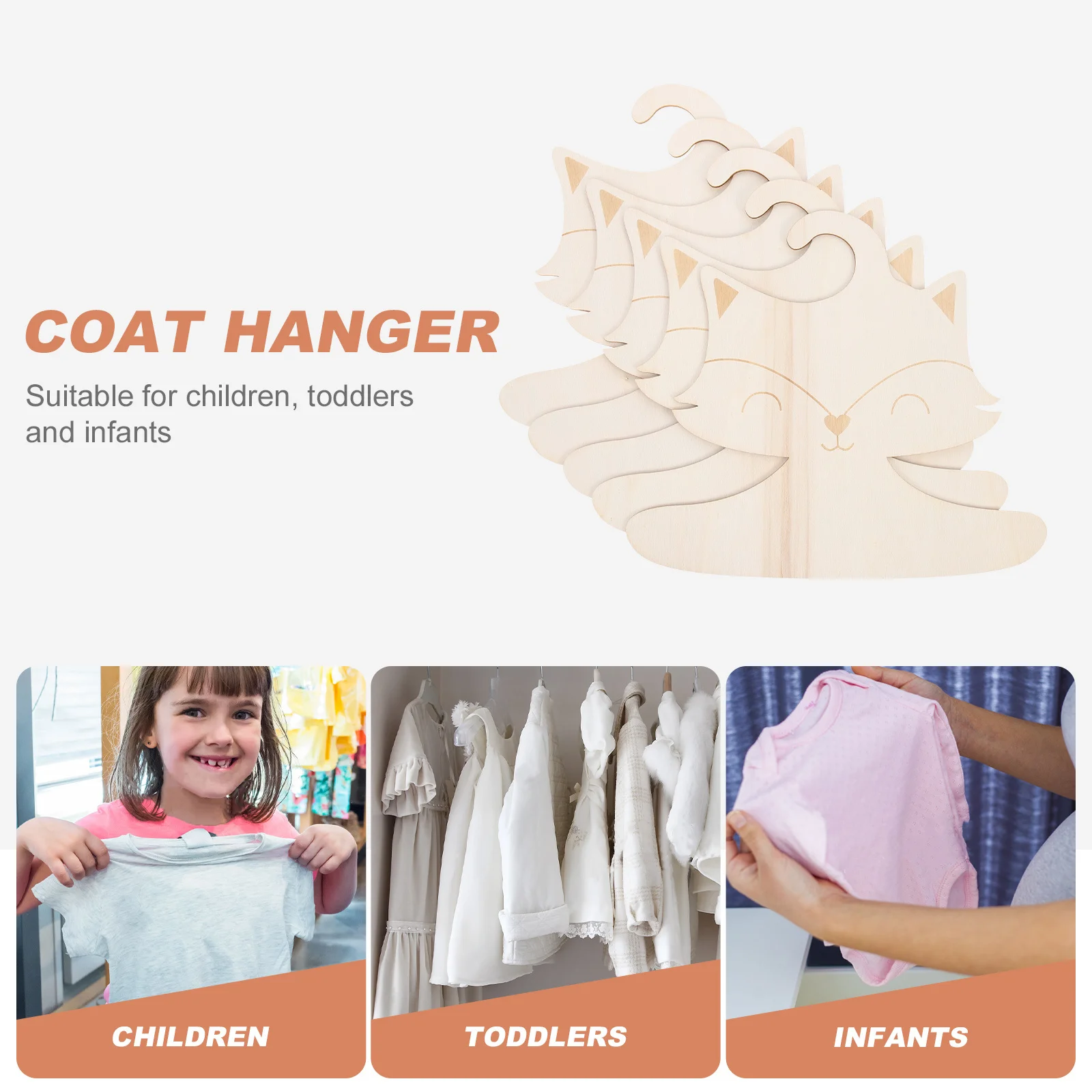 

5Pcs Cartoon Animal Shape Clothes Hangers Compact Closet Organizer Display Prop Clothes Hangers