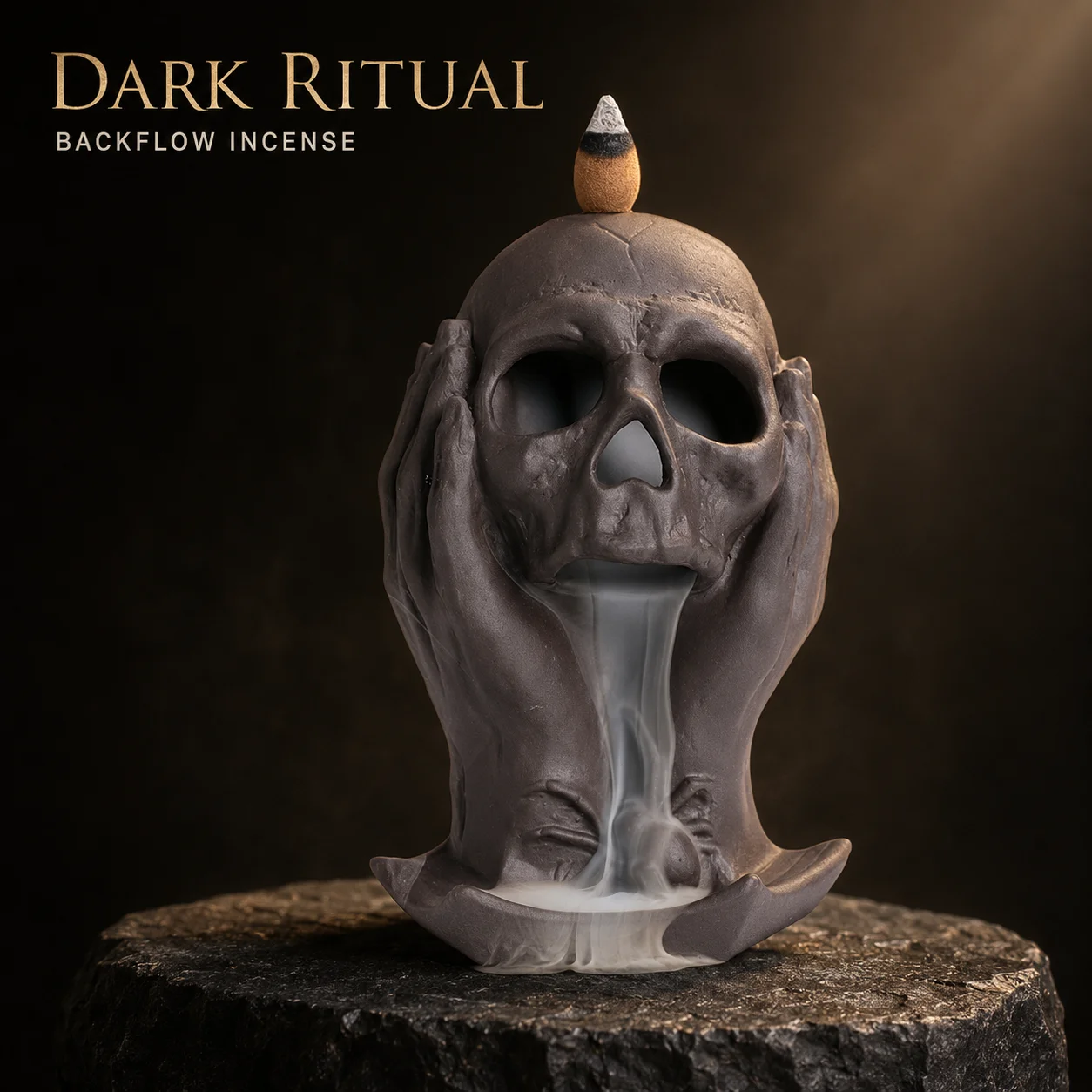 1pc Purple Clay Backflow Incense Burner Skull Head Incense Holder Creative Halloween Decorations Home Decor (Without Incense)