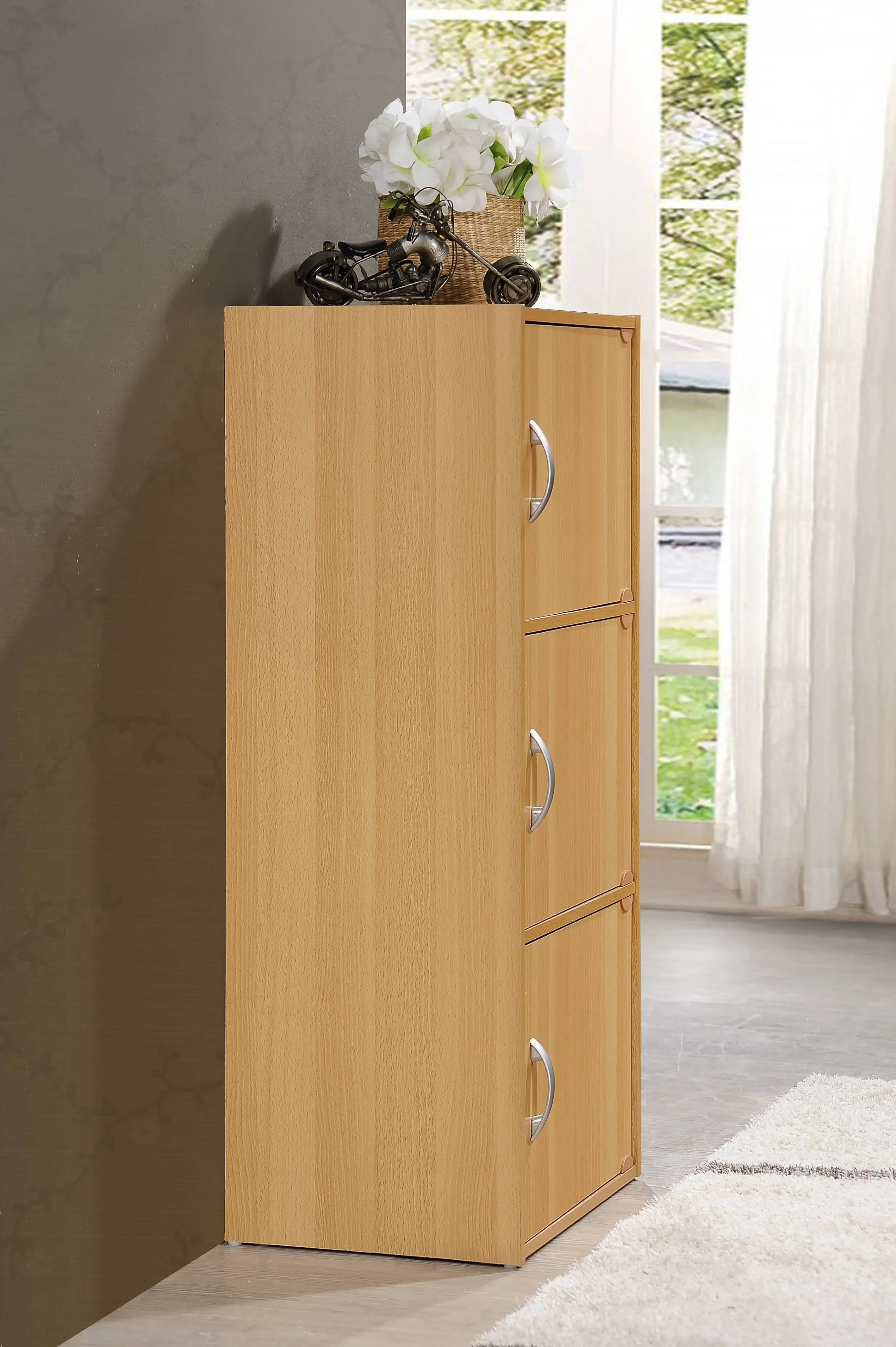 3 Door Versatile Cabinet, Multi-purpose Bookcase,Slim Design,Keeps Your Room Clutter Free and Organized,Multiple Colors