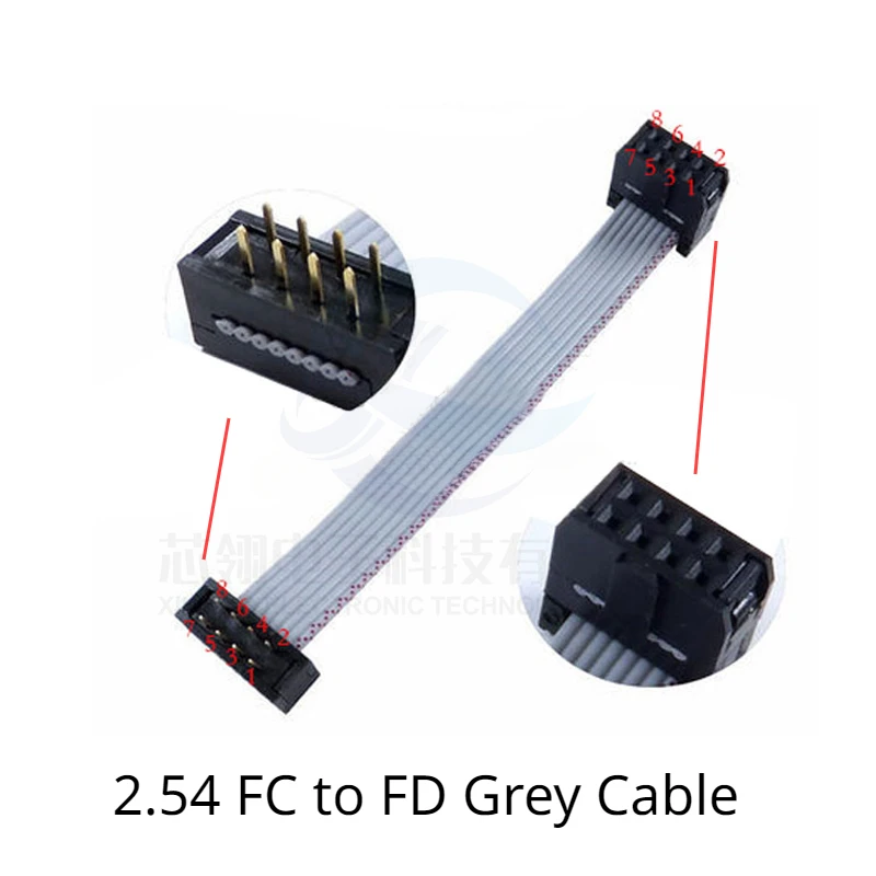 2.54 pitch FC to FD gray cable IDC wire welding plate male to female DC4 transfer connection 8P-50P wire connector