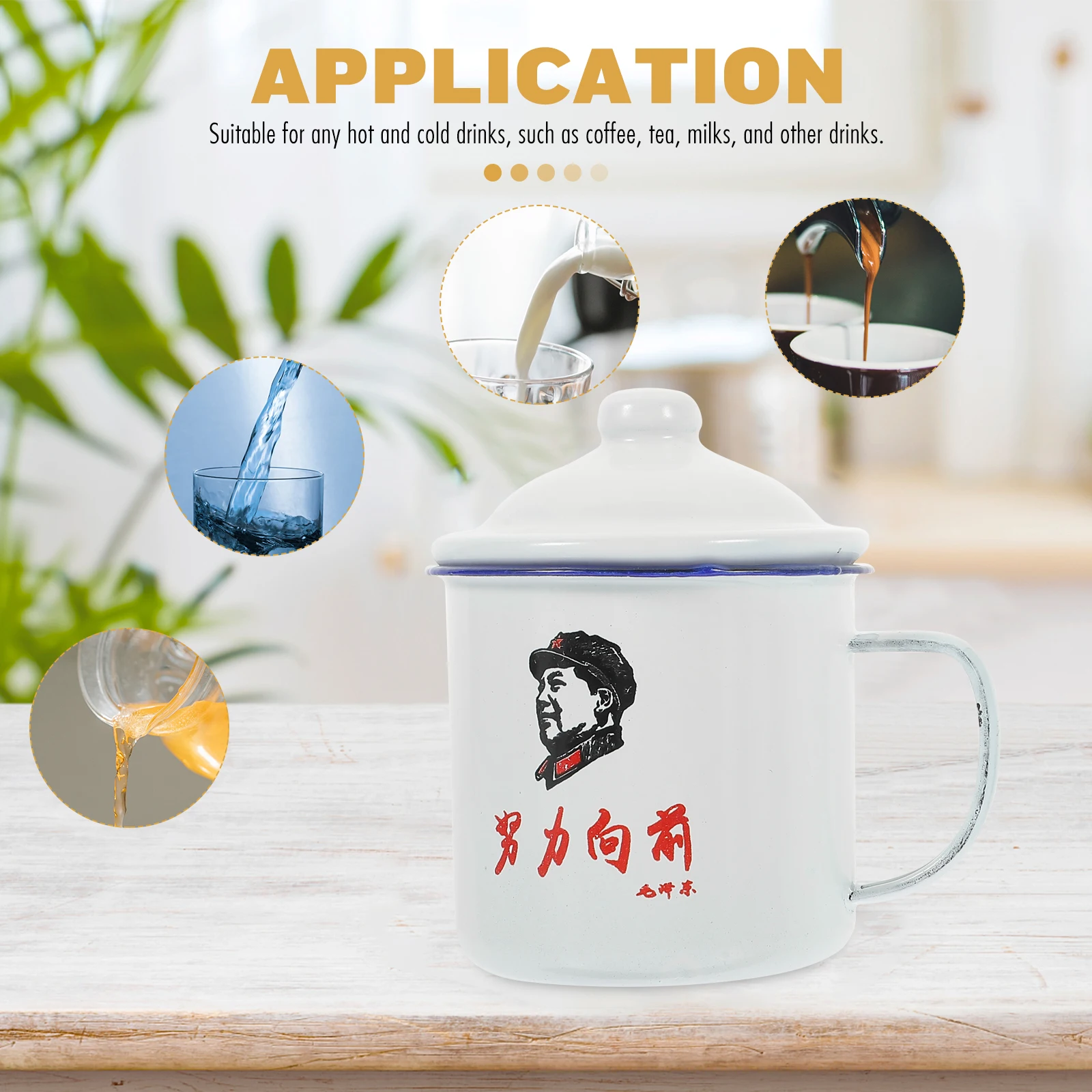 

2Pcs Retro Enamel Tea Cup Vintage Style Creative Drinking Mug Heat-Resistant Office Household Enamel Cup