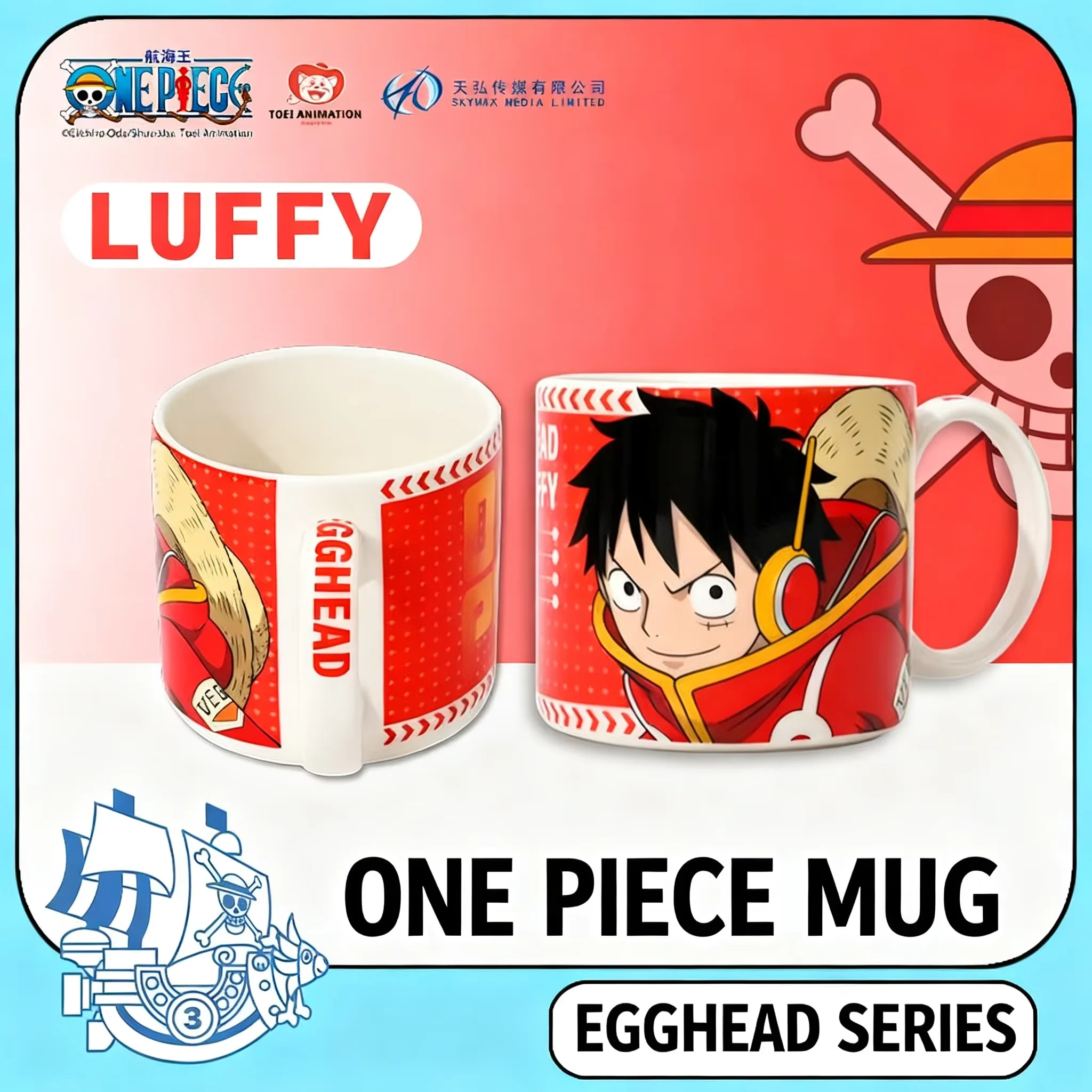 Tazas oficiales de One Piece Egghead Arc, Luffy (Gear5/), Zoro, Chopper in Egghead, vasos de cerámica con diseño para entusiastas de Manga, 1 ud.