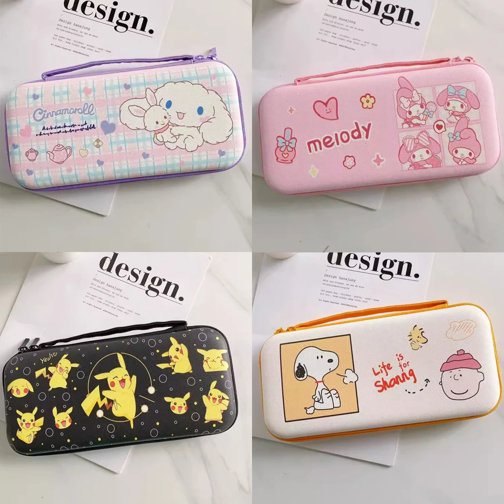 For Nintendo Switch OLED Hard Case Cover Travel Storage Bag Portable EVA Console Pouch Snoopy Kuromi Hello Kitty Melody Stitch