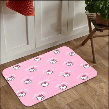 Kawaii Kitty Welcome Mat Moderní bytová dekorace Měkké koberce do pokoje Motocyklový koberec Pratelný protiskluzový kuchyňský koberec Rohožky do chodby 8 nejlepší prodej motocyklové koberce - №6