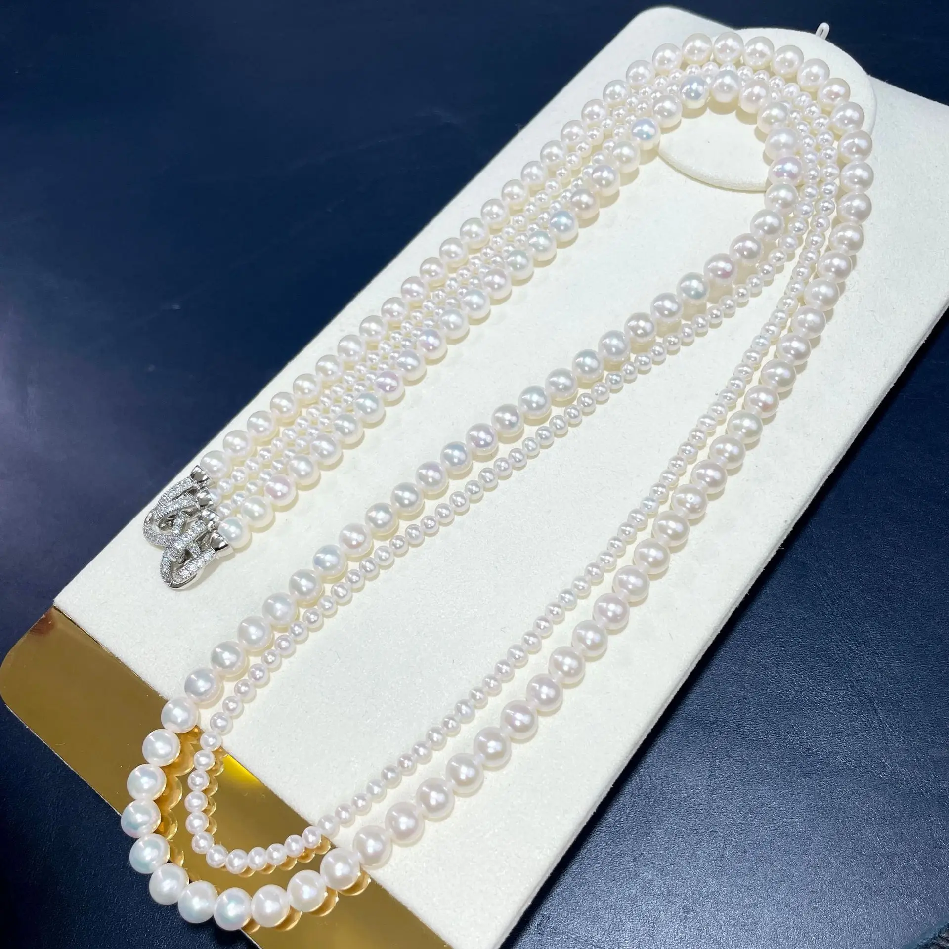 

Hand knotted, sturdy Top Grading AAAA++ Japanese Akoya 5-6mm 10 white Pearl Necklace 925 16in18" 20in 22in 24in 35in