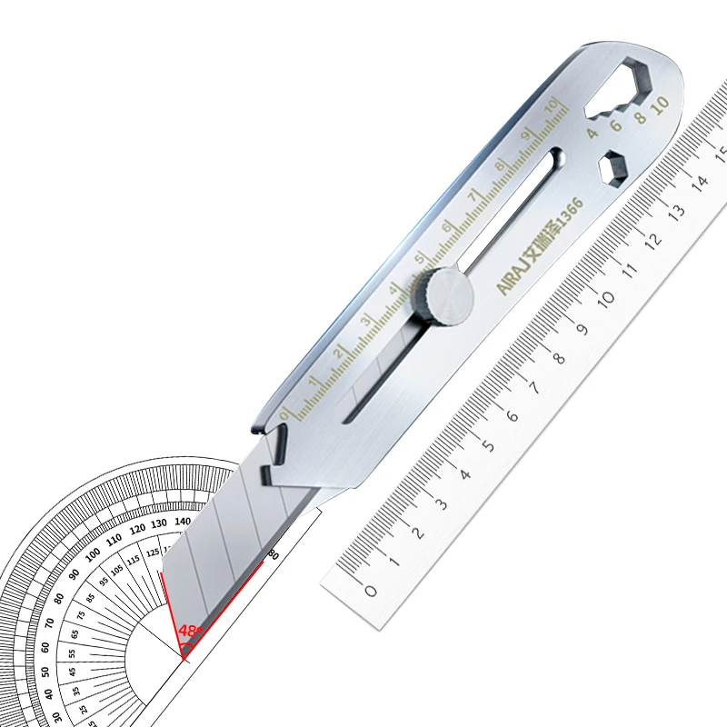 AIRAJ 6 In 1 Multi-Functional Stainless Steel Graduated Practical Cutting Design/Ruler/Bottle Opener Multi Aperture Wrench Tools