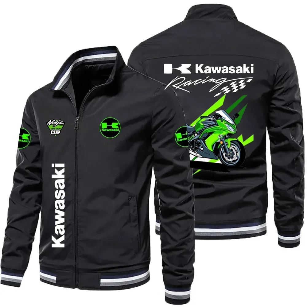 

Новинка 20%, мужская мотоциклетная куртка на молнии с логотипом Y2K Kawasaki, спортивная одежда, гоночное пальто, ветровка для шоссейного велоспорта, топы