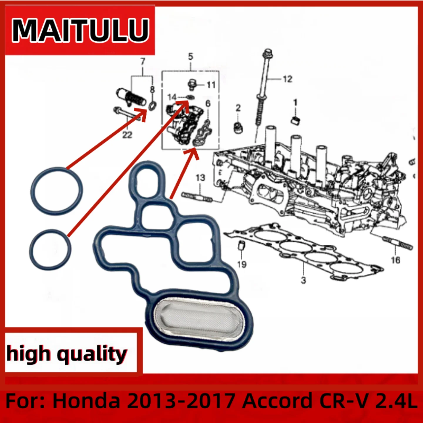 15815-5A2-A01 para Honda Odyssey Accord Acura TLX VTEC junta de filtro de válvula solenoide 15815 5A2 A01 15832-PNA-023 91319-PAA-A01