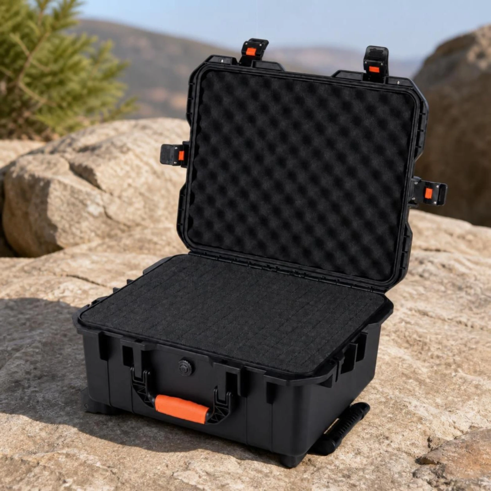 Safeguarding Case with Handle Rugged Hardhard-Shell Container Hard Storage Box Impact-Resistant Anti-Fall for Outdoor, Emergency
