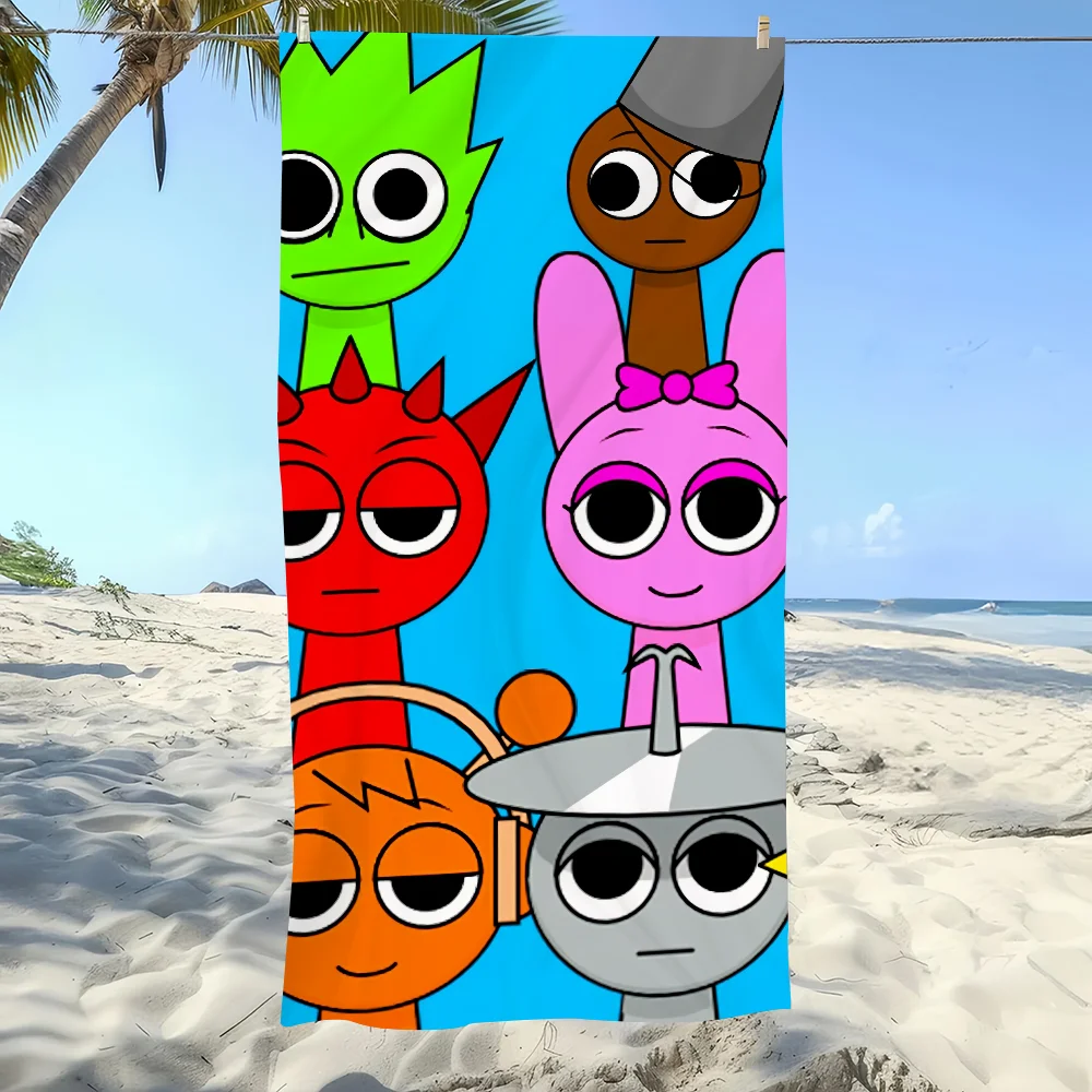 Cartoon S-Sprunki Pattern Towel Soft Pool Gift For Travel Gym Shower Camping Quick Dry Sports Large Beach Towel
