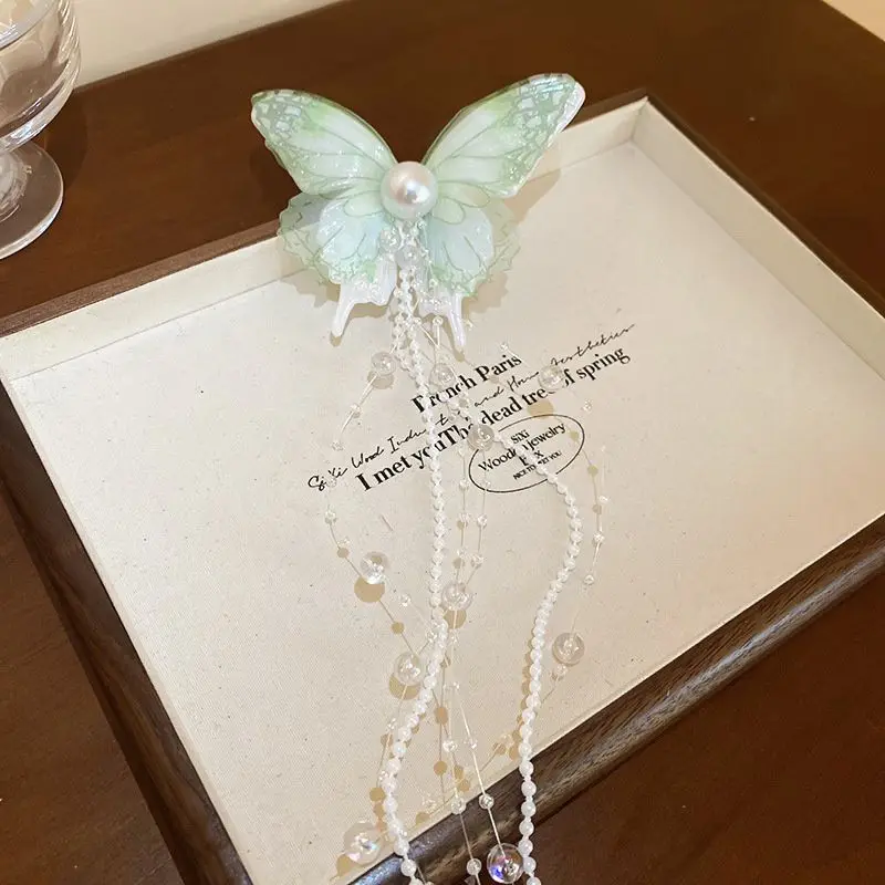 

Chinese Style Butterfly Hairpin - Fairy Core Fringe Hair Accessories for Women, Long Tassel Photo Headdress Niche Aesthetic 핀