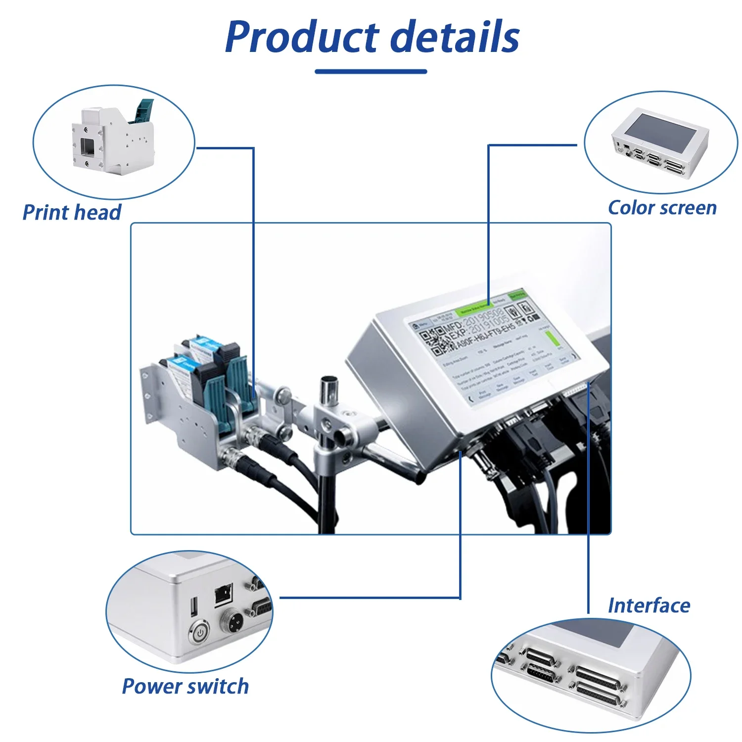 DCODE DC210T 12.7mm 1 Nozzle TIJ Industrial Online Text QR Barcode Batch Number Logo Date Label Printer with Fast-Drying Ink