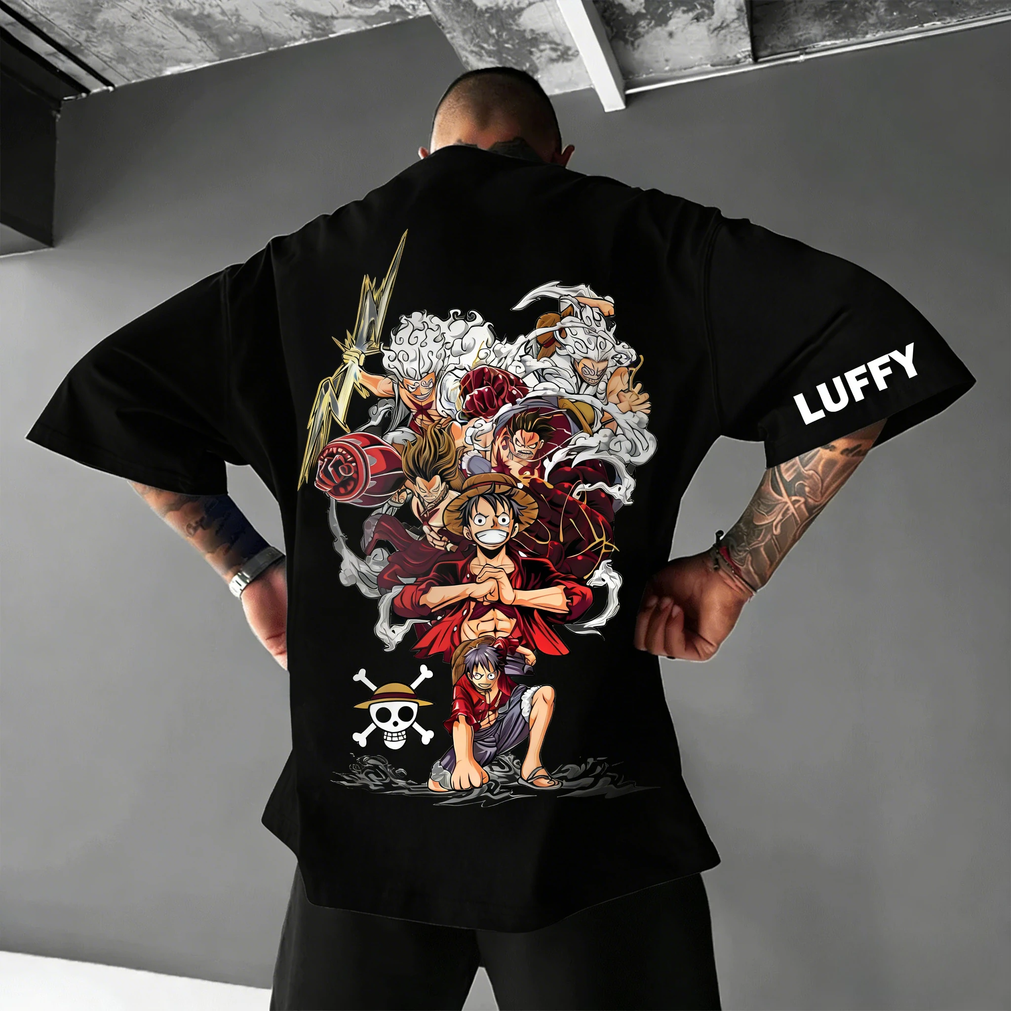 One Piece Action Anime Rufy Stampa Uomo Donna T-shirt in cotone Harajuku Y2K Streetwear Estate Casual Grafica T-shirt oversize