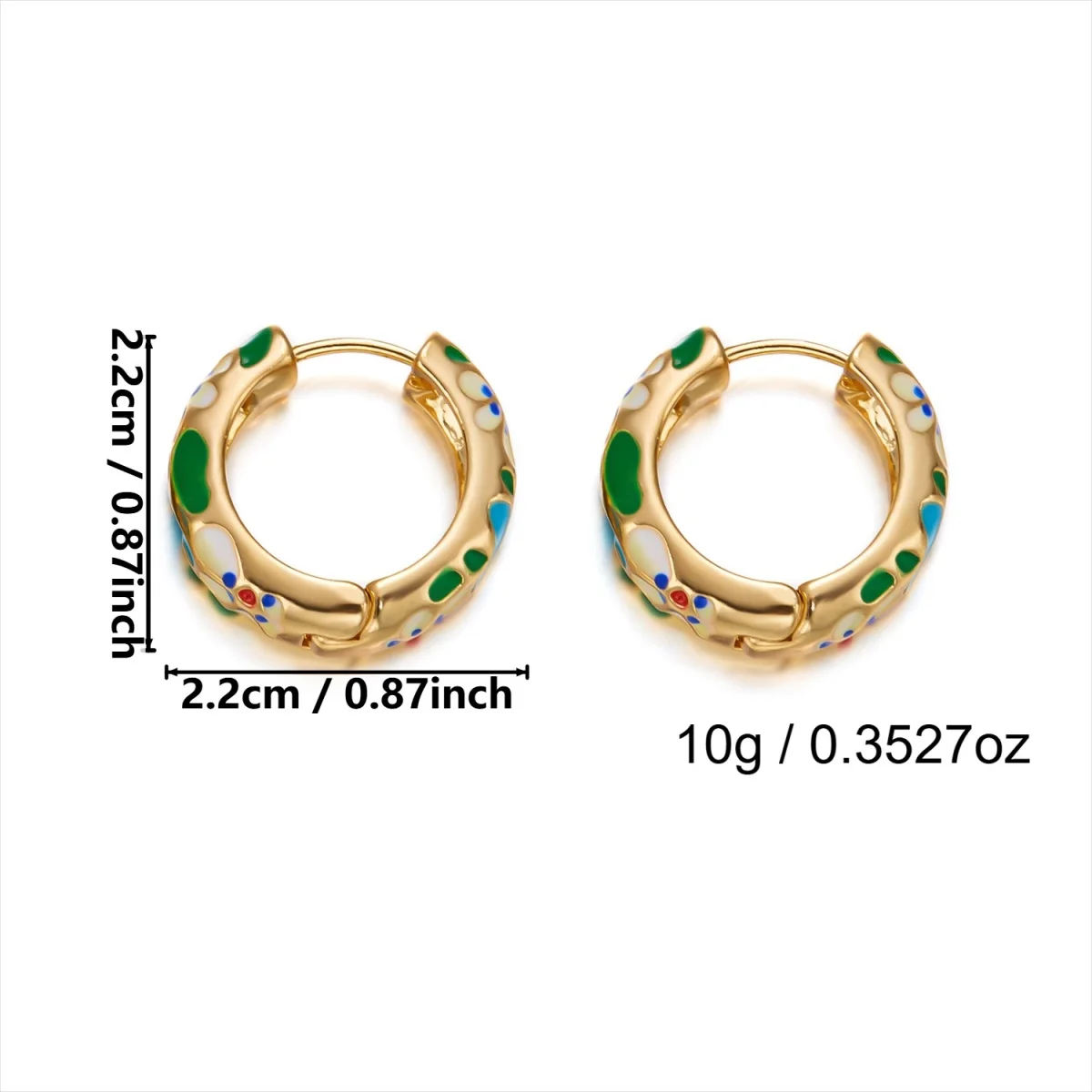 Süße bunte Emaille-Gänseblümchen-Ohrstecker für Damen und Herren, elegante geometrische Creolen mit Gittermuster, Schmuck – Detail 40