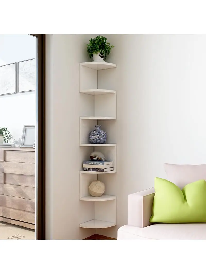 

Corner Wall Mounted elf Home Storage Organizer Kitchen Living Room Decor No Drilling Required Cact Space Saver