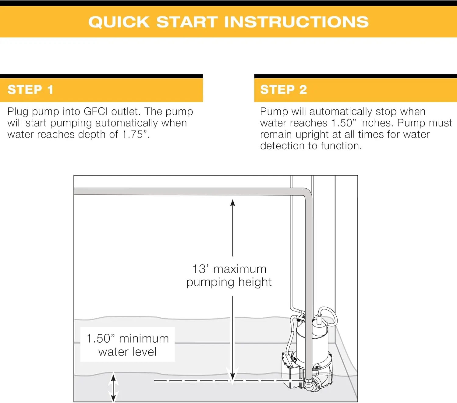 ZZZ- مضخة غاطسة متعددة الاستخدامات مقاومة للحرارة بقوة 1/4 حصان، باللون الأسود