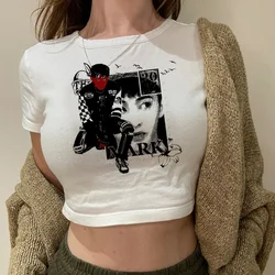 Y2k Tops fairycore goth crop top girl goth 90s graphic Kawaii tee clothes