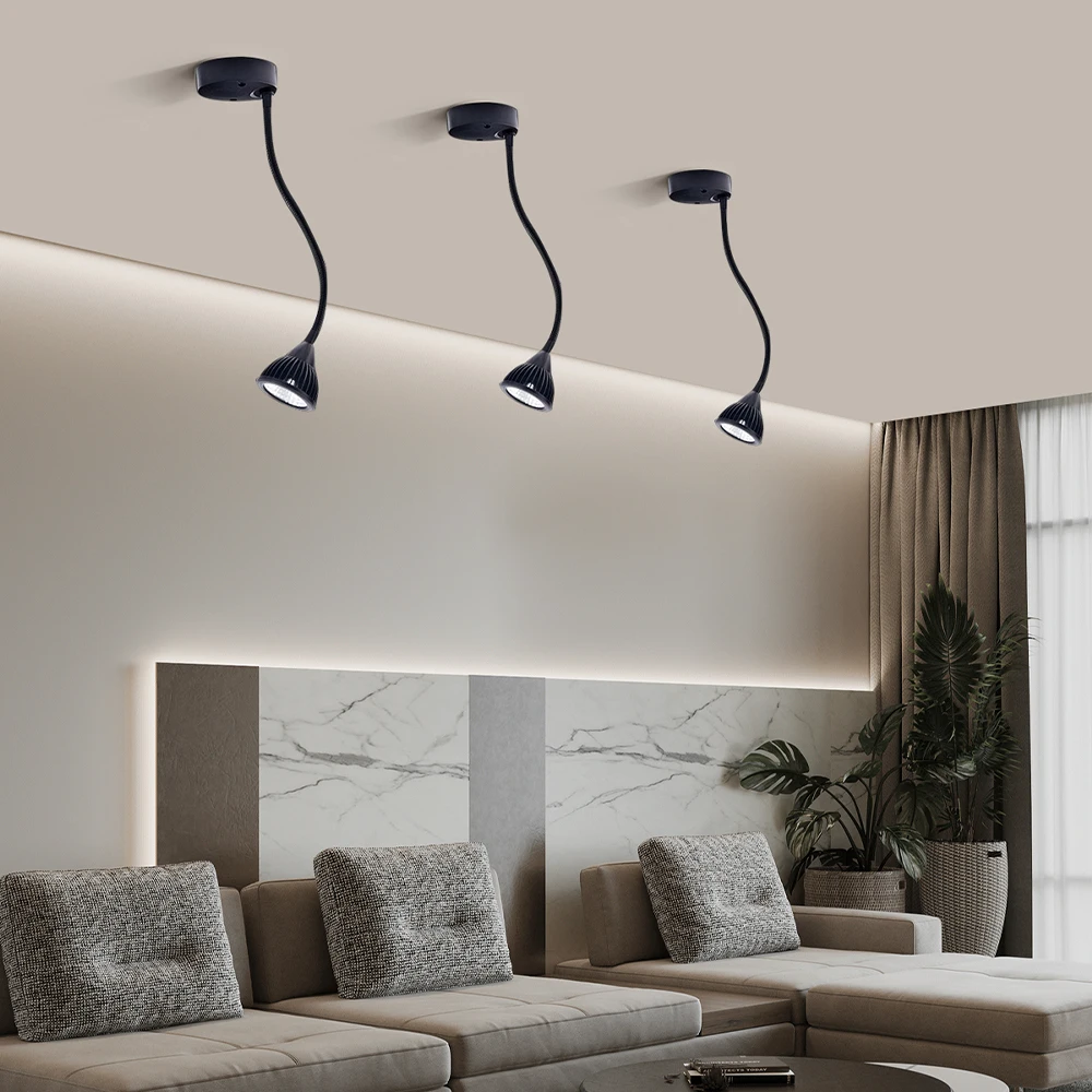 Lámpara de pared LED de manguera Flexible moderna, brazo de luz Flexible, lámpara de lectura de cabecera, luz de techo, iluminación de punto de estudio