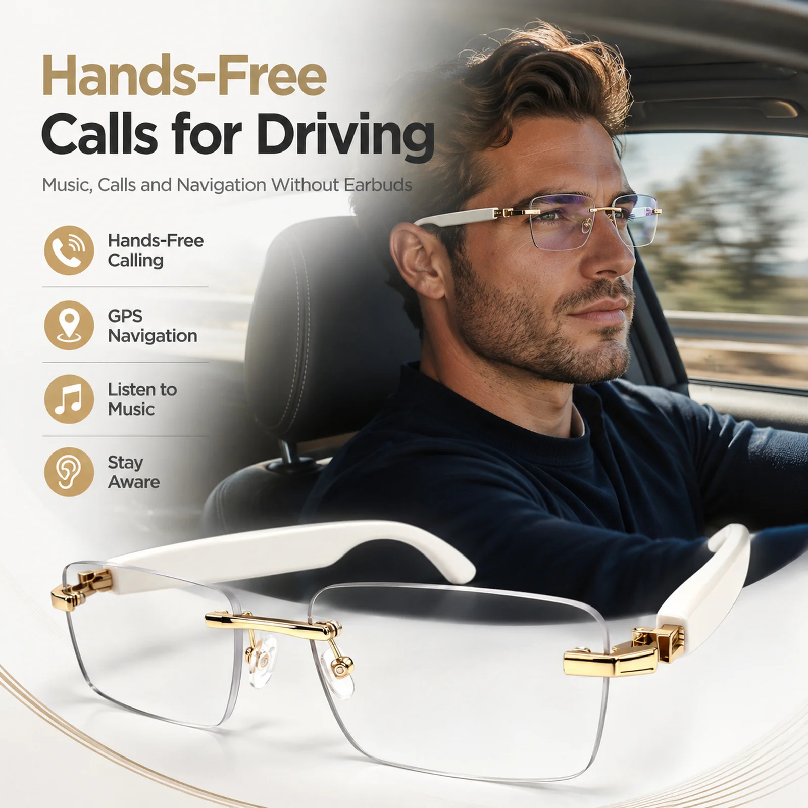 AI Smart Bluetooth Glasses Sunglasses Smartglasses Open Ear Audio Dual Mic ENC Photochromic UV400 Blue Light for Driving Use
