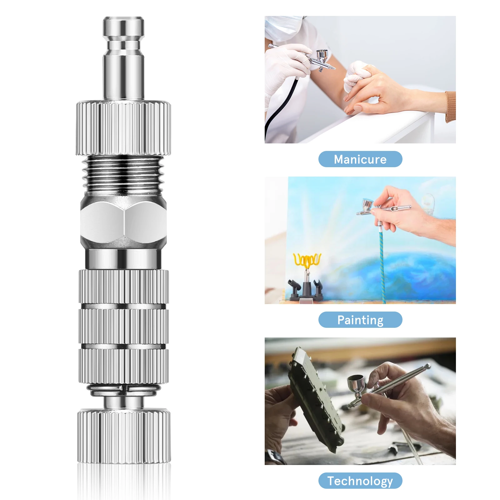 

1Set Airbrush Fittings Kit Stainless Quick Connect Adapter for Airbrush Hose Accessories Secure Connection Time Saving Solution