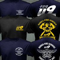 Rare Korean Fire Service 119 Firefighter Firemen T Shirt New 100% Cotton Short Sleeve O-Neck T-shirt Casual Mens Top