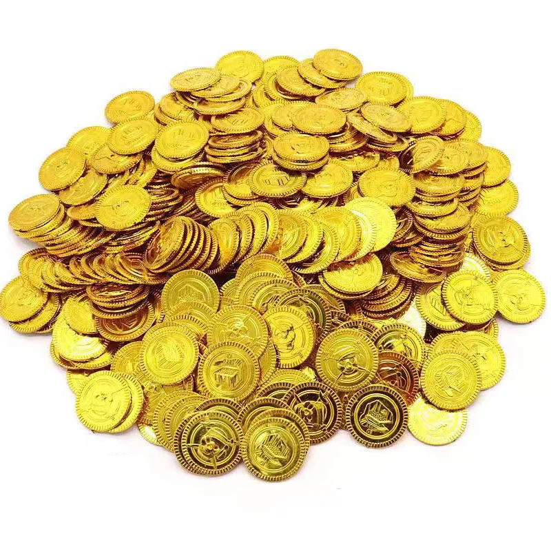 50Pcs Silver Gold Coin Pirate Treasure Kids Toys Halloween Party Bag Fillers Kinder Spielzeuge Juegos Divertidos Para Fiestas