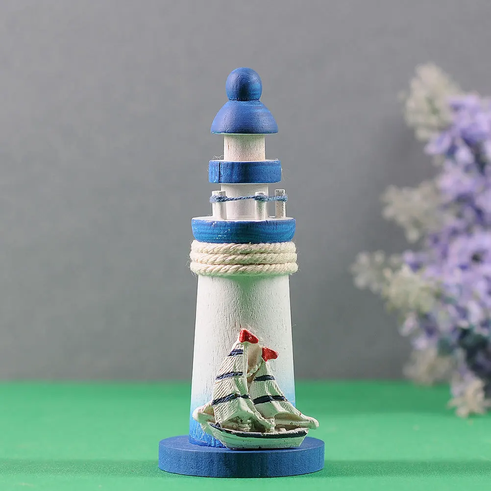 

4pcs Mini Mediterranean Style Decorative Craft For Mediterranean Adornment Home Lighthouse Decor Office Desktop Lighthouse
