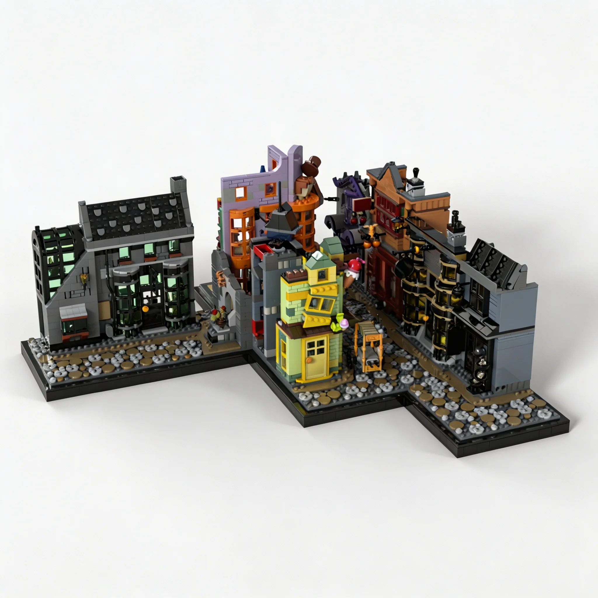 1532pcs MOC Wizard Shopping Alley Base Harry Model Building Blocks Architecture Toy Christmas Gift Birthday DIY Craft Brick