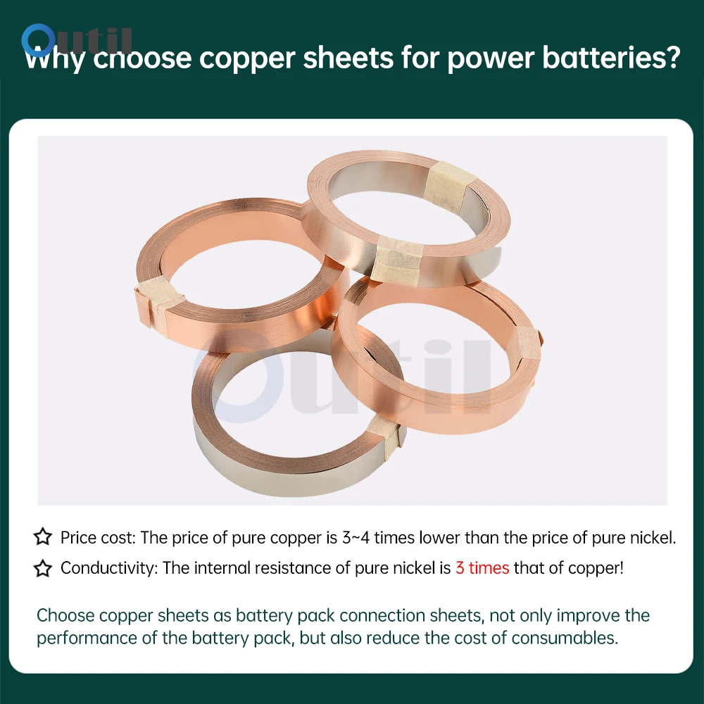 

5M/Roll 99.9% T2 Copper Strip Strap For Energy Storage Spot Welder 18650 21700 Lithium Battery Connection Copper Strip Welding