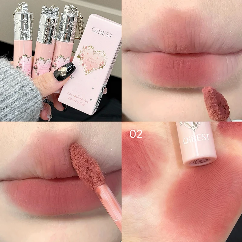 QIBEST 4 Colors Velvet Lip Mud Matte Finish Skin-Tone Enhancing Lip Tint Versatile Nude Makeup For Women Lasting Lipgloss Stain