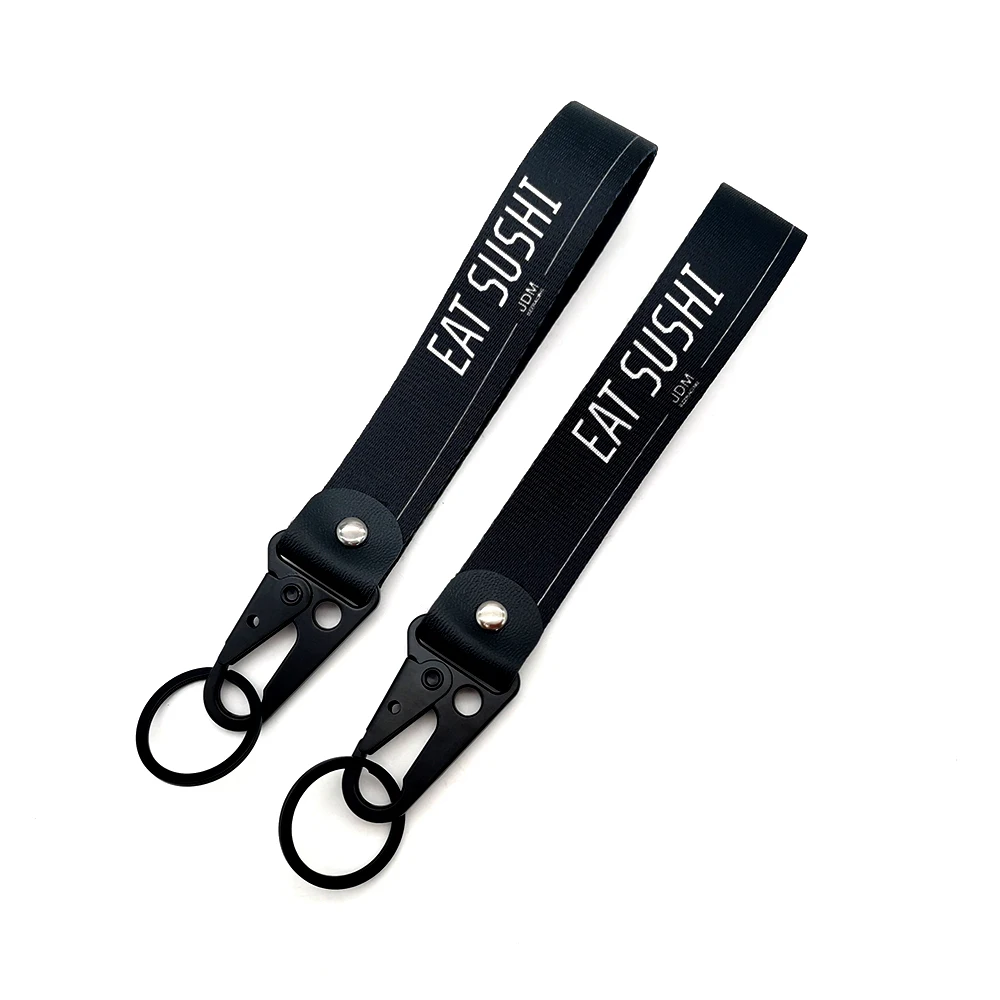 Eat SUSHI Slogan mental keyring Wrist strap keychain JDM Style Key Holder For Honda Toyota Mazda Mitsubishi