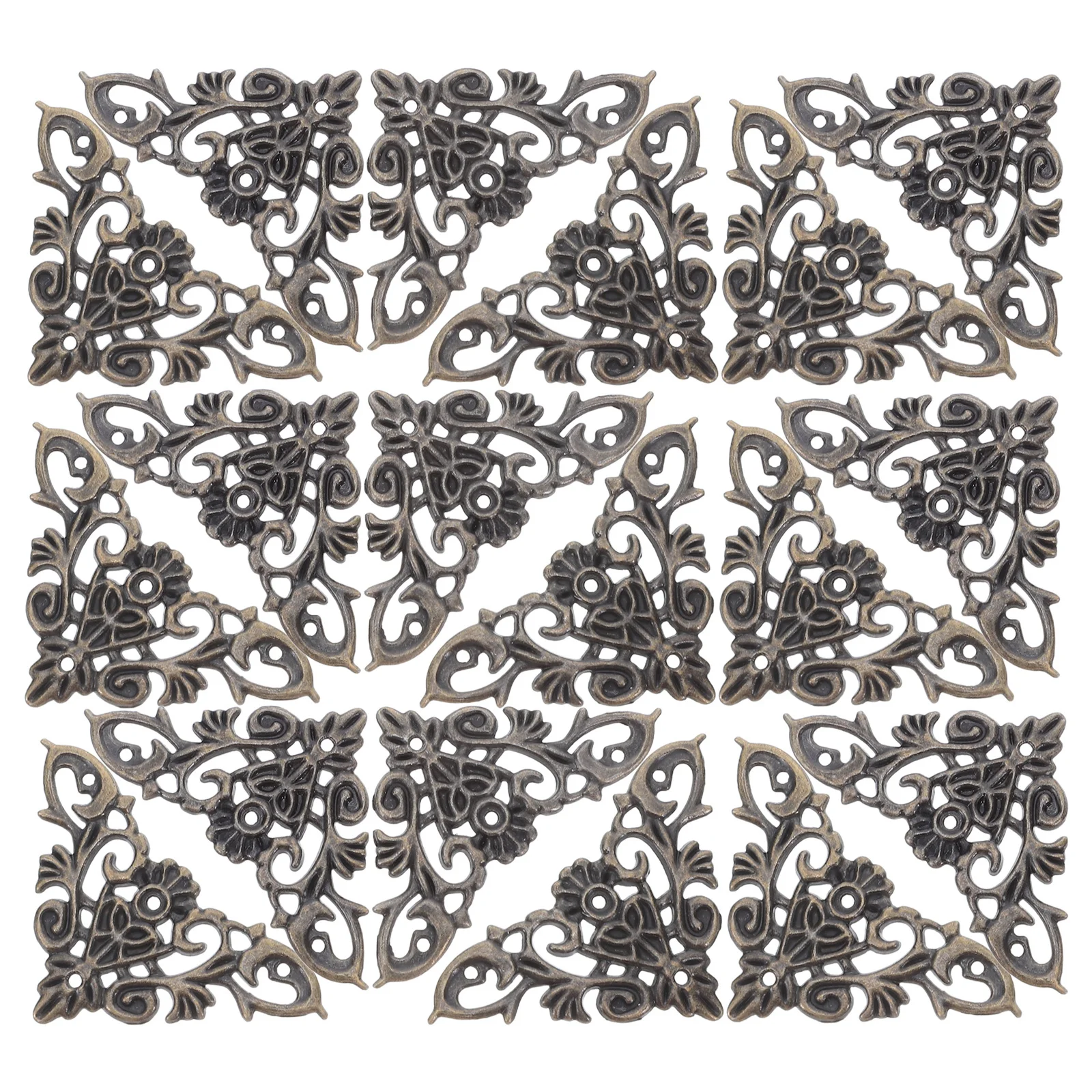 

Vintage Metal Box Corner Protectors 24Pcs Triangle Bumpers for Furniture Cabinet Wooden Chests Protective Braces