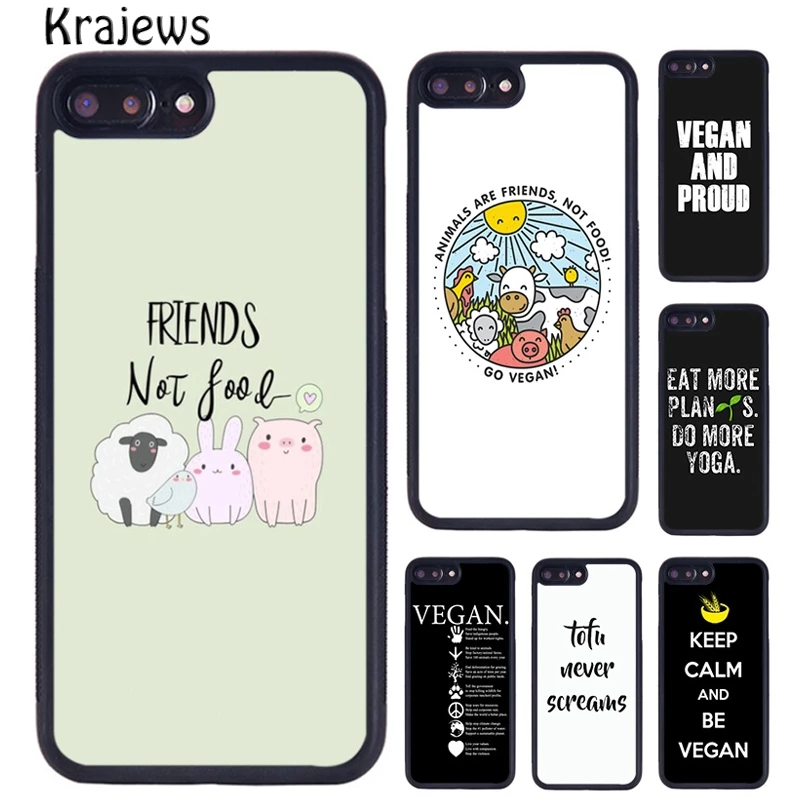 Krajews Friends not Food Vegan Quote Phone Case For iPhone 16 15 14 plus X XR XS 11 12 13 pro max coque