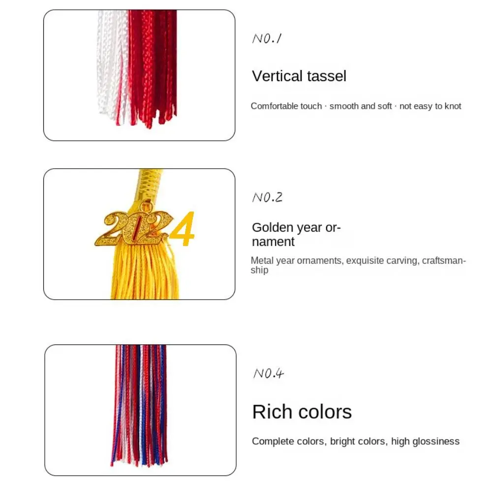 New 45 Colors Academic Tassel New Pure Color Souvenir Gifts 2024 Style Polyester Alloy Uniforms Accessories Graduation