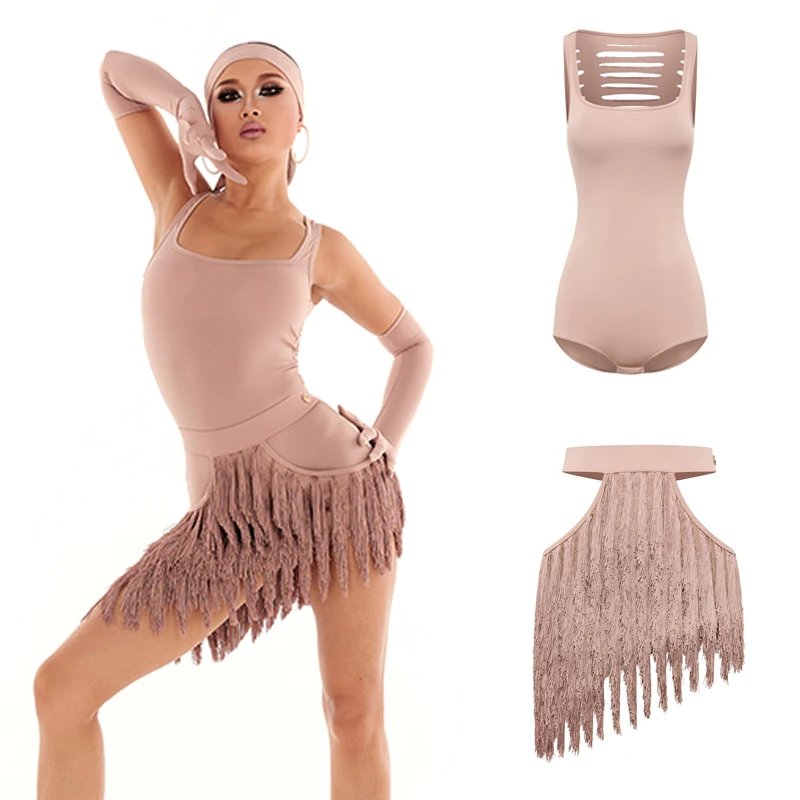 

Новинка 2025 года, костюмы для соревнований по латинским танцам, женские красивые юбки с кисточками на спине, одежда для латинских танцев чача для взрослых, SL13839